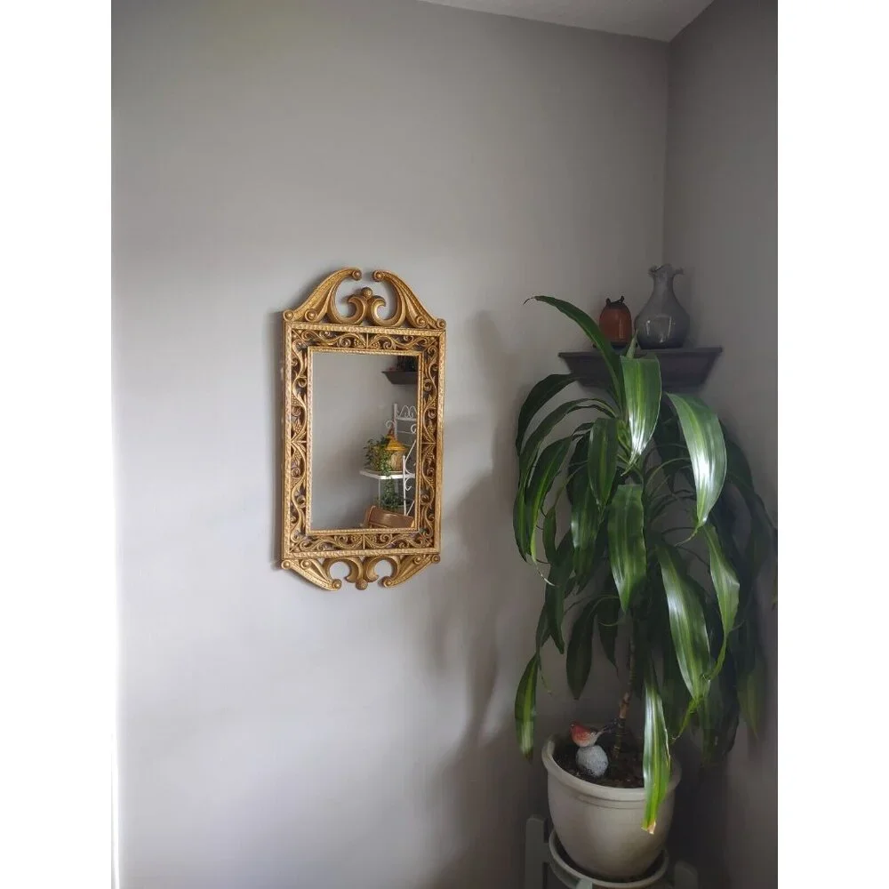 Vintage 1970s 1980s Ornate Gold Tone Hollywood Regency 26x13